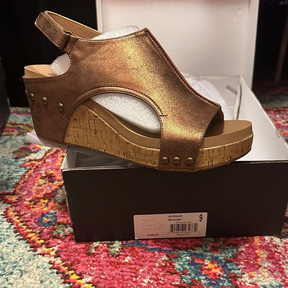 Women's Antique Bronze Wedge Sandals